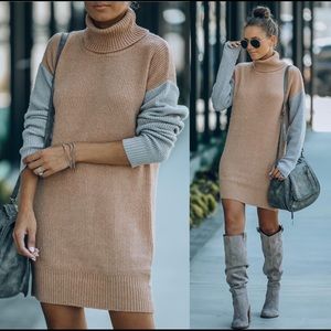 Vici colorblock turtleneck sweater dress